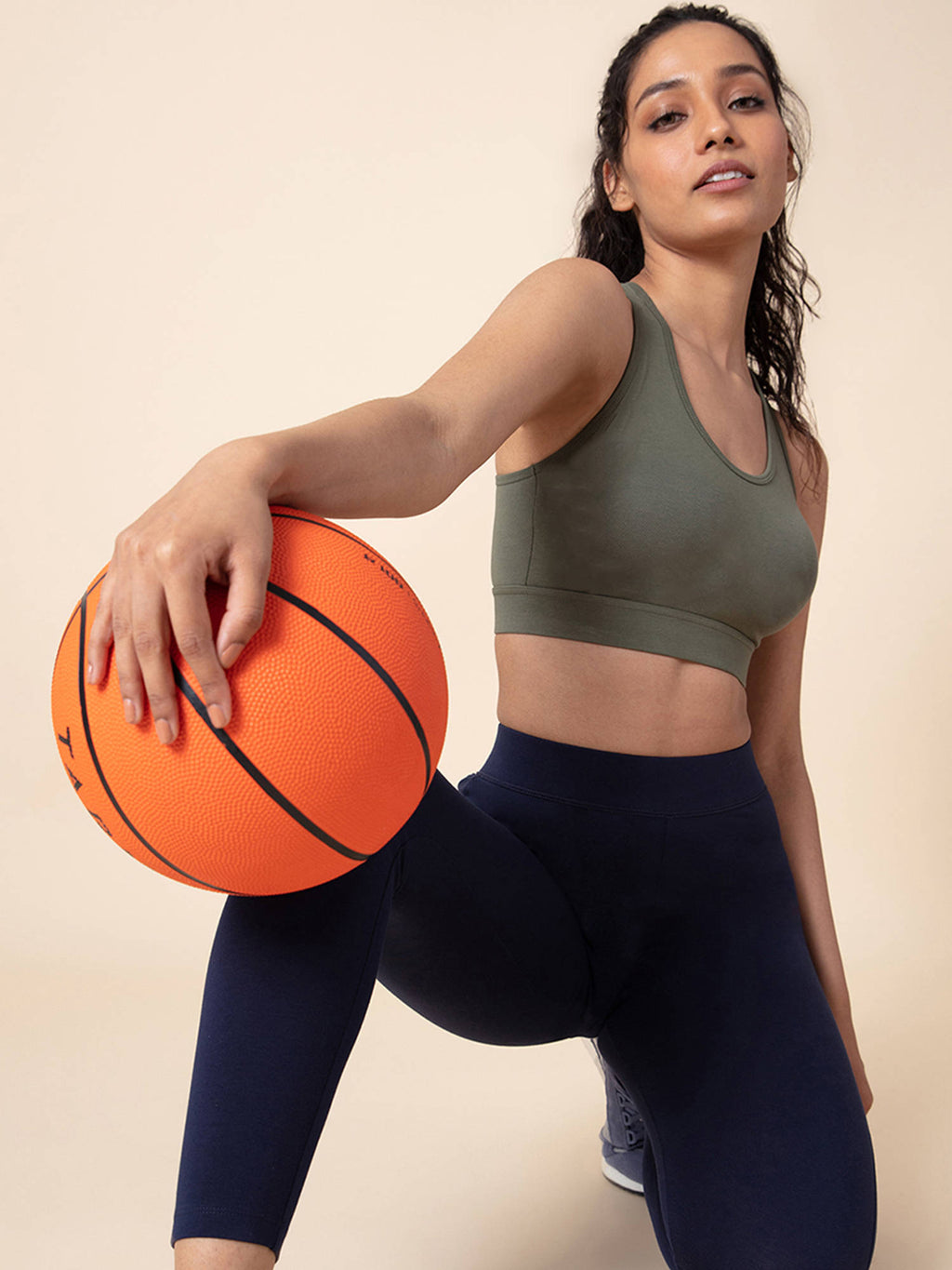 Everyday Cotton Sports Bra with Moulded Removable Cups for Walking& Yoga NYK059 Blue | sb09 - view 35