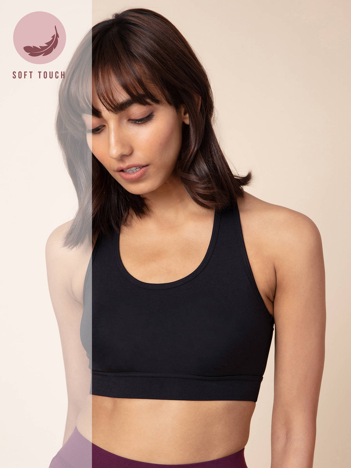 Everyday Cotton Sports Bra with Moulded Removable Cups for Walking& Yoga NYK059 Blue | sb09 - view 16