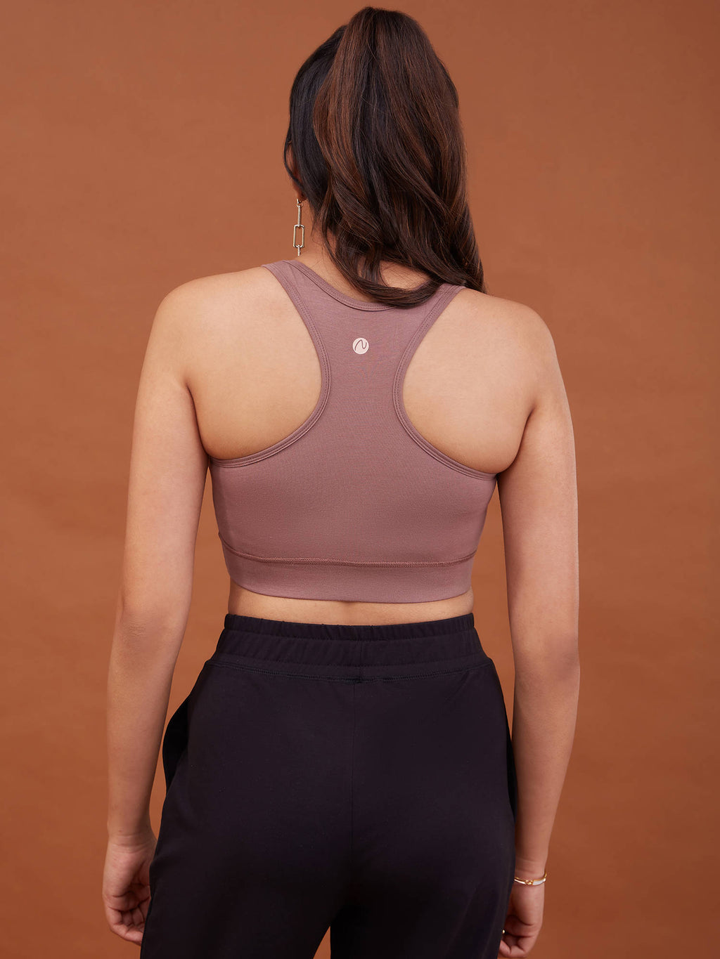 Cotton Slip On Sports Bra with Removable Cups NYK059 Navy | sb09 - view 66