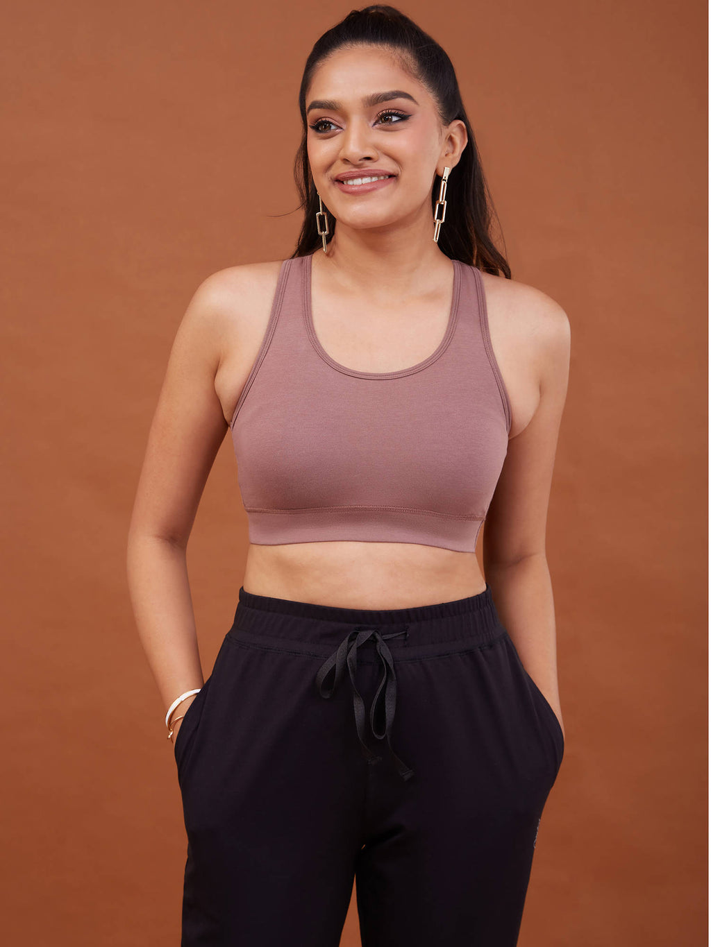 Everyday Cotton Sports Bra with Moulded Removable Cups for Walking& Yoga NYK059 Blue | sb09 - view 73
