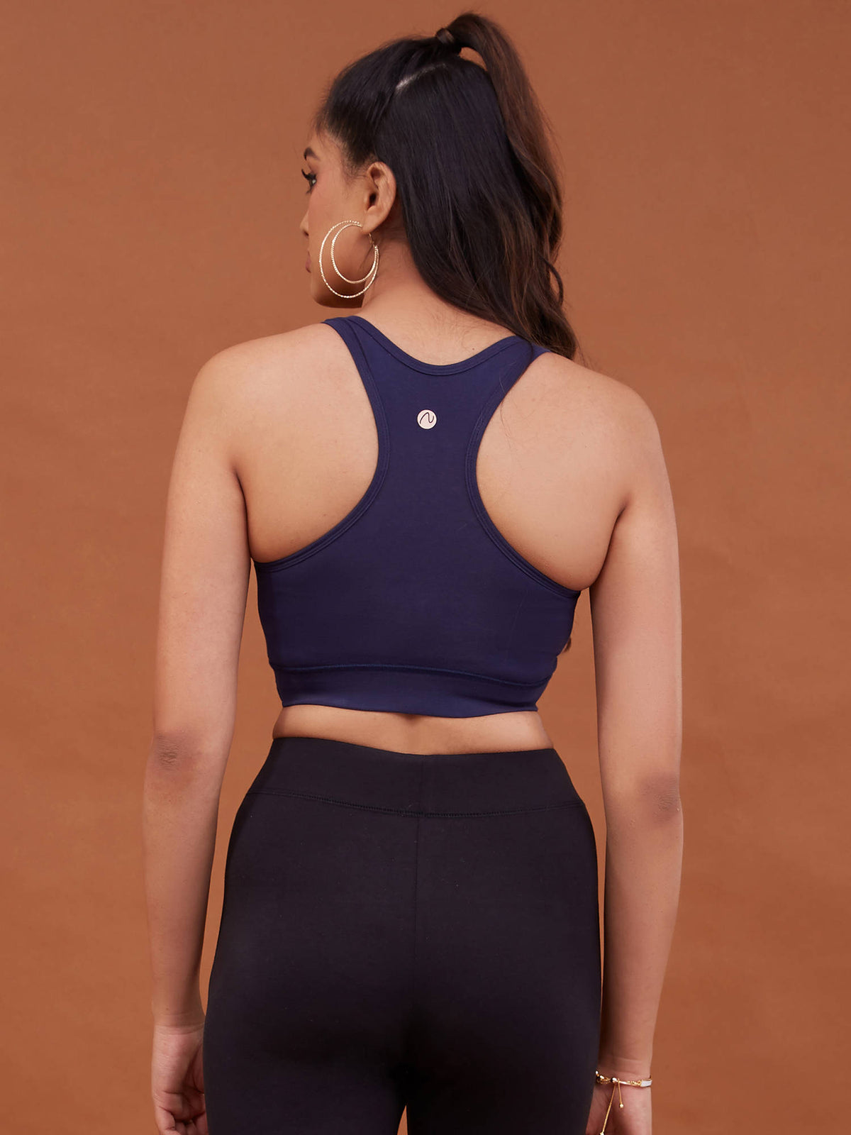 Cotton Slip-On Sports Bra with Moulded Removable Cups for Yoga & Walking NYK059 Black | sb09 - view 29