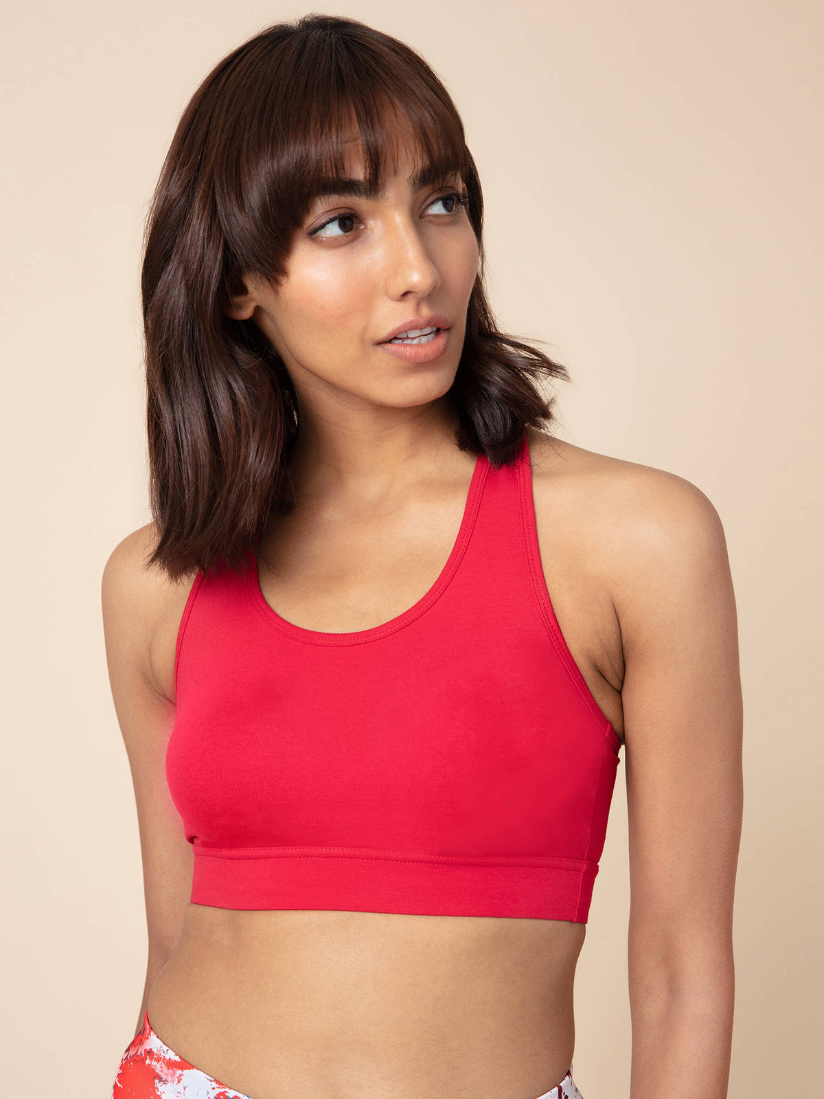 Cotton Slip On Sports Bra with Removable Cups NYK059 Navy | sb09 - view 19