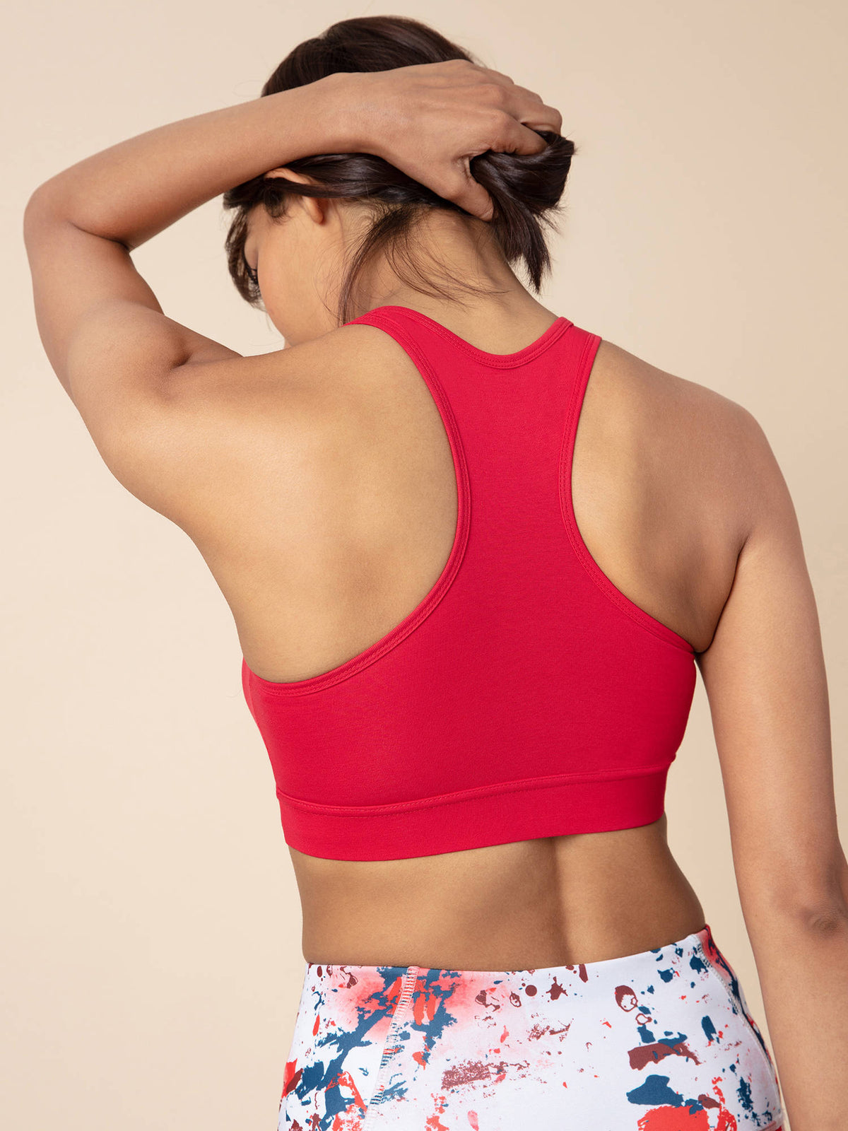 Cotton Slip On Sports Bra with Removable Cups NYK059 Navy | sb09 - view 22