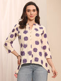 Libas Off White Abstract Printed Cotton Shirt