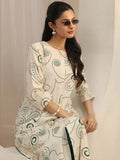 Libas Off White Abstract Printed Panelled A-Line Kurta
