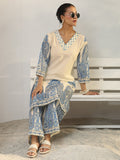 Libas Off White Ethnic Printed Cotton Co-Ord Set CO87