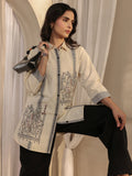 Libas Off White Ethnic Woven Design Cotton Shirt