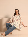 Libas Off White Floral Printed Cotton Shirt