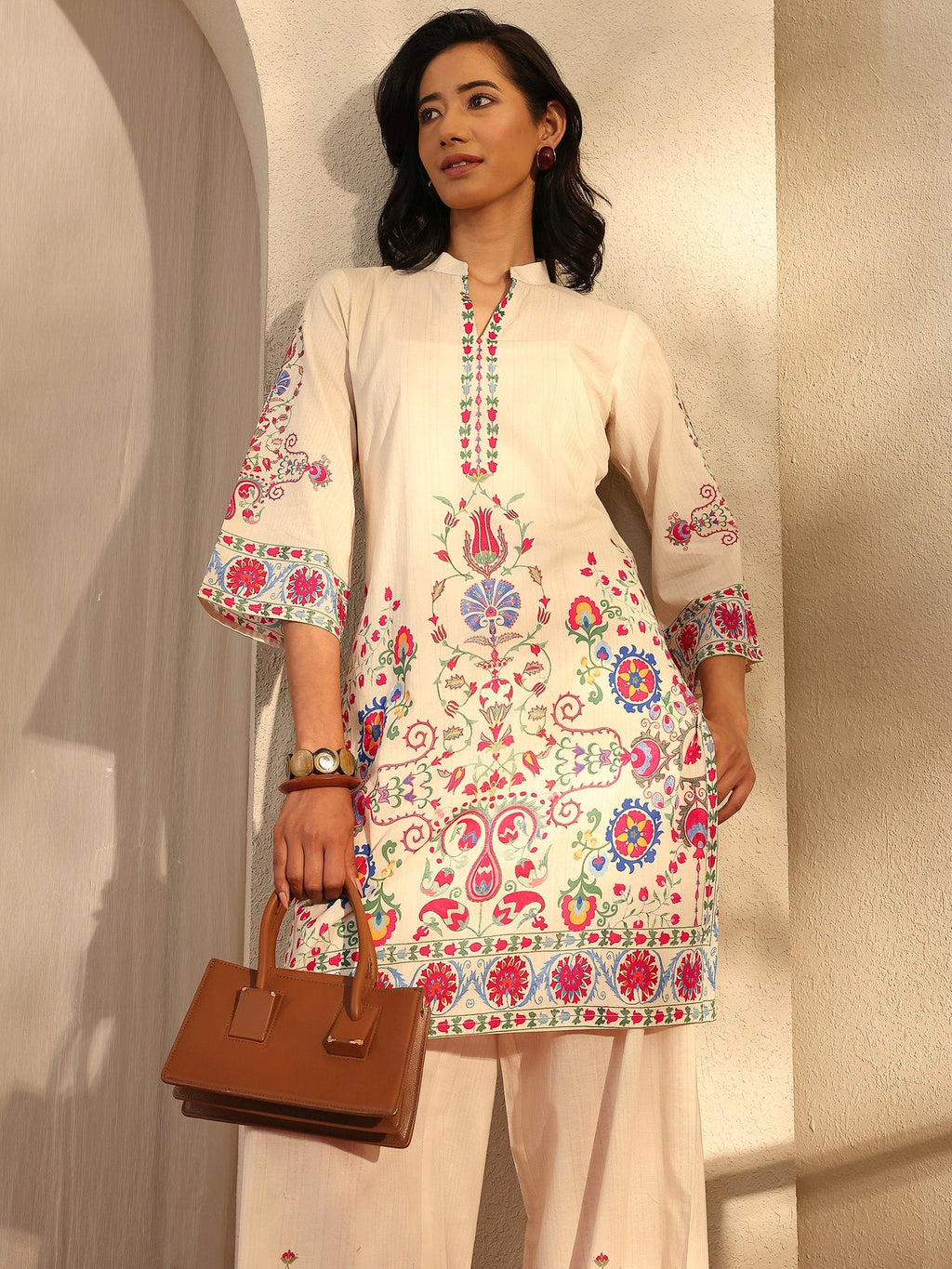 Libas Off White Printed Cotton Blend Co-Ord Set CO87