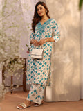 Libas Off White Printed Cotton Straight Kurta Set