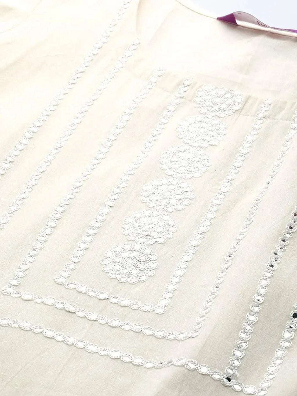 Libas Off White Yoke Design Cotton Straight Kurta