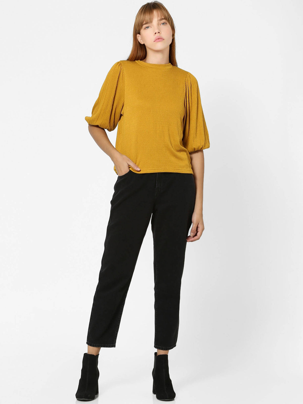 Black Solid/Clean Look Carrot Fit Jeans | RF89 - view 1