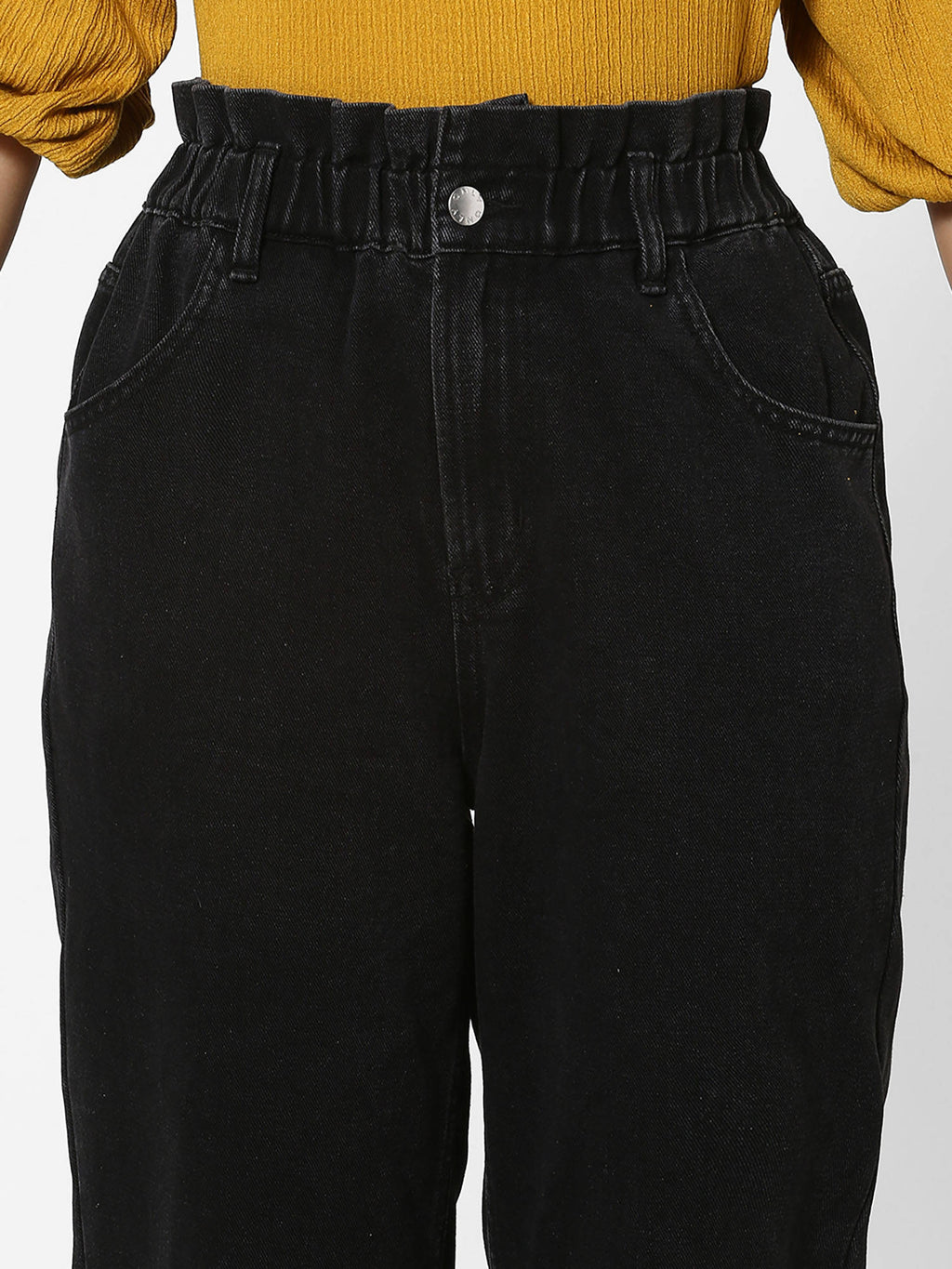 Black Solid/Clean Look Carrot Fit Jeans | RF89 - view 3