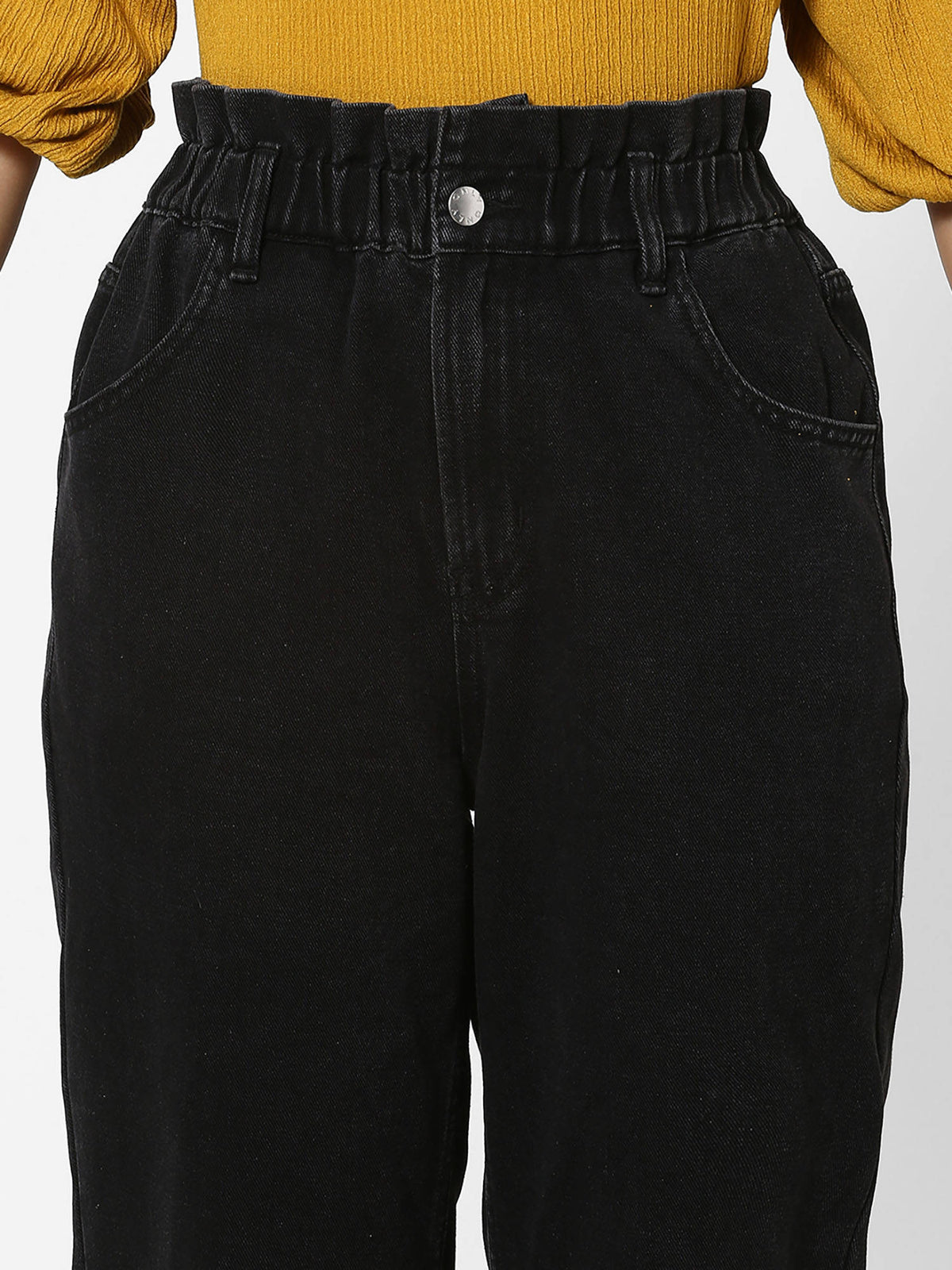 Black Solid/Clean Look Carrot Fit Jeans | RF89 - view 3