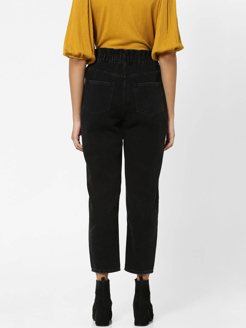 Black Solid/Clean Look Carrot Fit Jeans | RF89 - view 5
