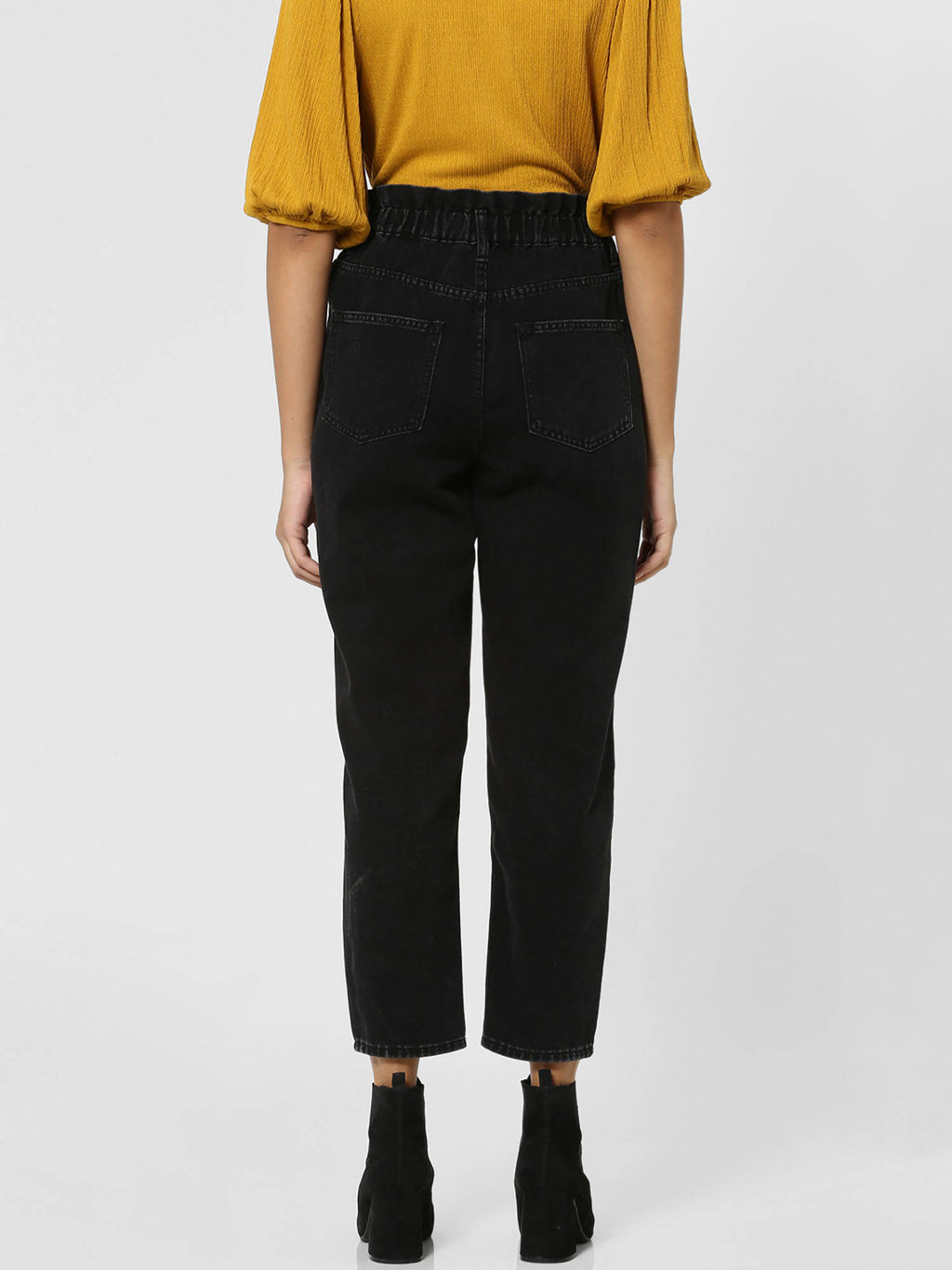 Black Solid/Clean Look Carrot Fit Jeans | RF89 - view 6