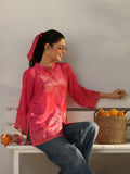 Libas Pink Bandhani Printed Crepe Shirt K60
