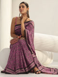 Libas Pink Dabu Print Cotton Saree