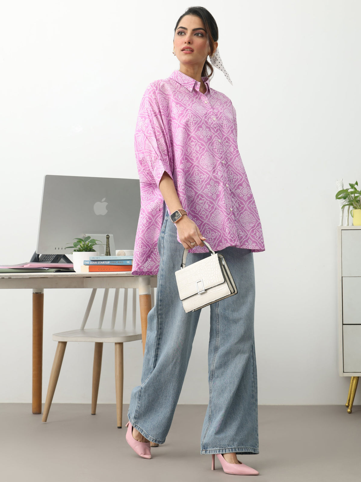 Gerua Pink Ethnic Motifs Printed Cotton Blend Shirt