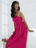 Libas Pink Solid Cotton One-Piece Dress