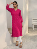 Libas Pink Woven Design Rayon Straight Kurta