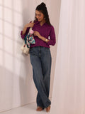 Libas Purple Textured Cotton Shirt
