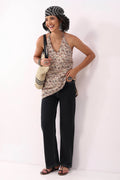 Beige Cotton All-Over Floral Tie-Up Back Kurti K60