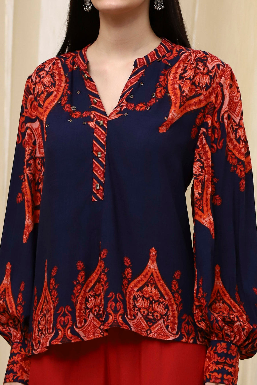 Blue Printed High-Low Top K60