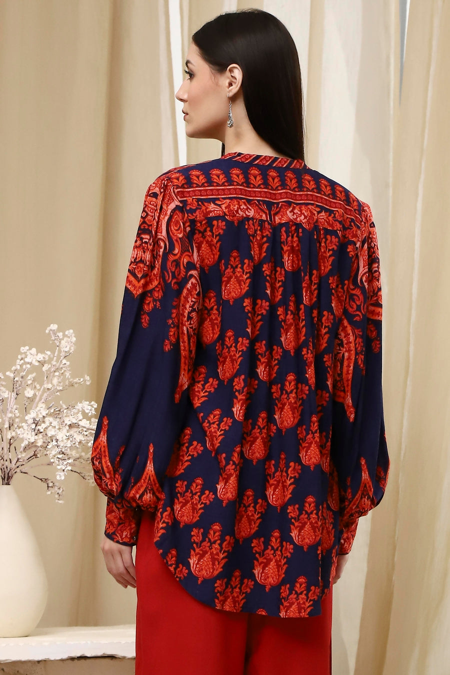 Blue Printed High-Low Top K60