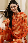 Orange Printed Straight Co-ord Set CO87