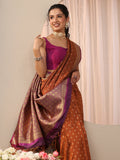 Libas Rust Kanjeevaram Silk Blend Saree