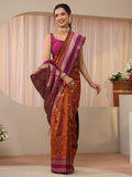 Libas Rust Kanjeevaram Silk Blend Saree