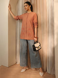 Libas Rust Self Design Linen Shirt K60