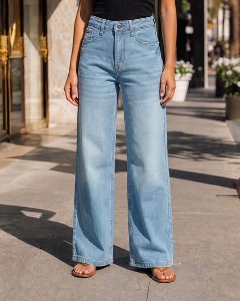 Shein Women Full Length Mid Wash Jeans Shein