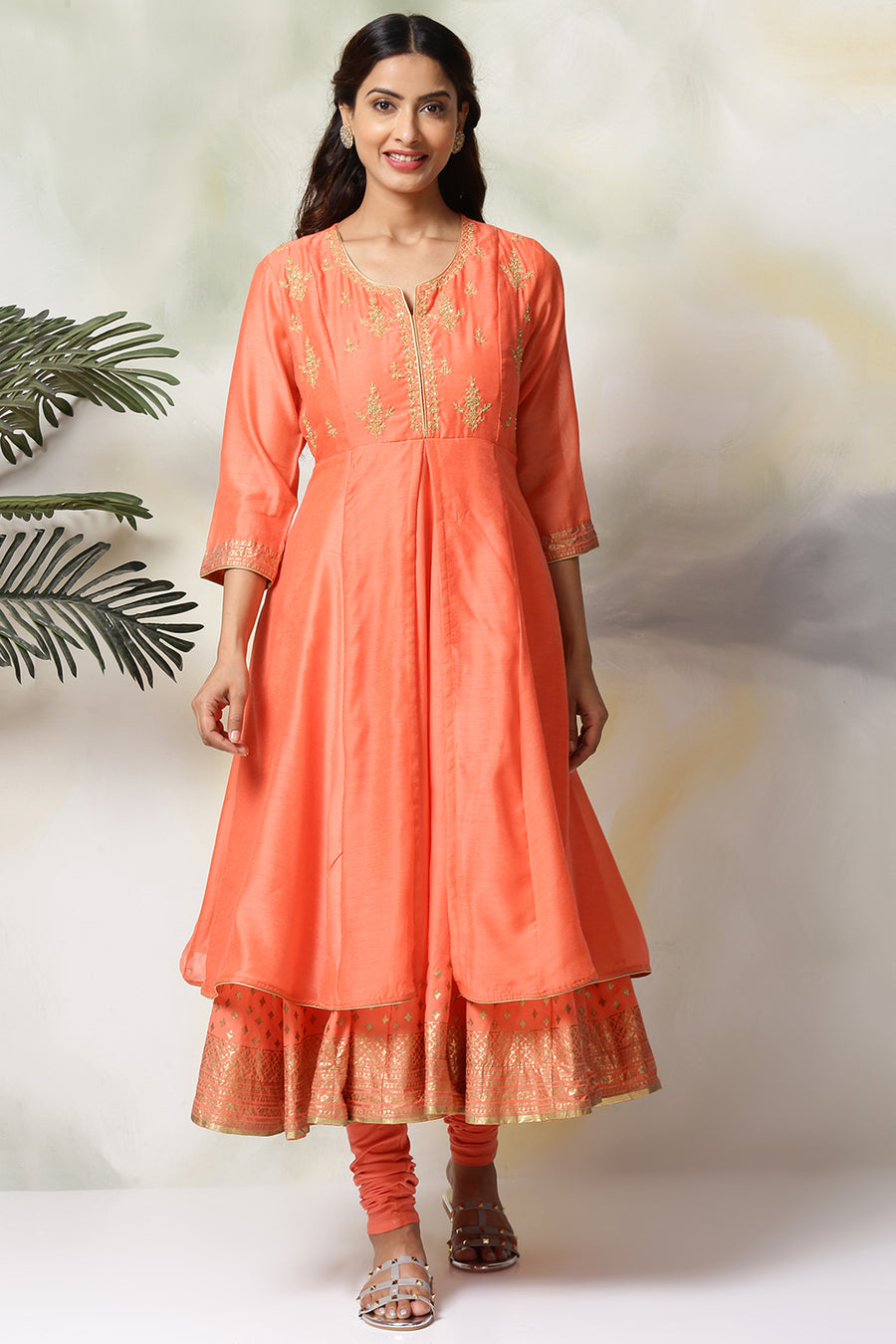 Coral Art Silk Anarkali Kurta Churidar Set A34