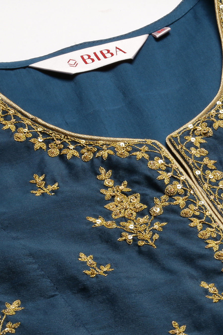 Blue Cotton Blend Anarkali Kurta Churidar Suit Set A34