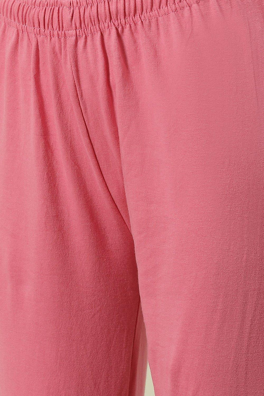 Pink Embroidered Cotton Anarkali Kurta Churidar Suit Set A34