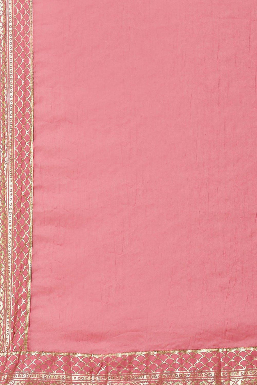 Pink Embroidered Cotton Anarkali Kurta Churidar Suit Set A34