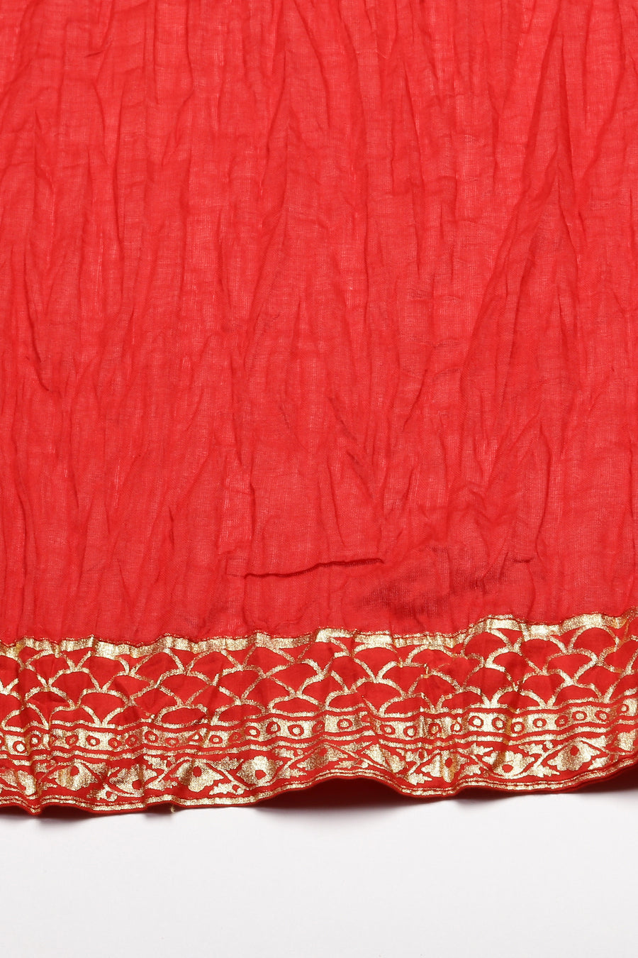 Red Cotton Anarkali Kurta Churidar Suit Set A34