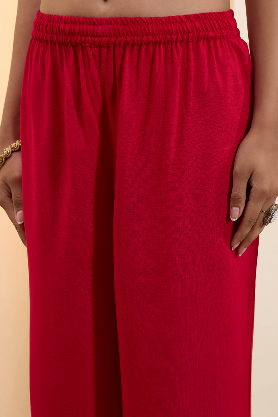Red Poly Viscose Anarkali Kurta Set A34