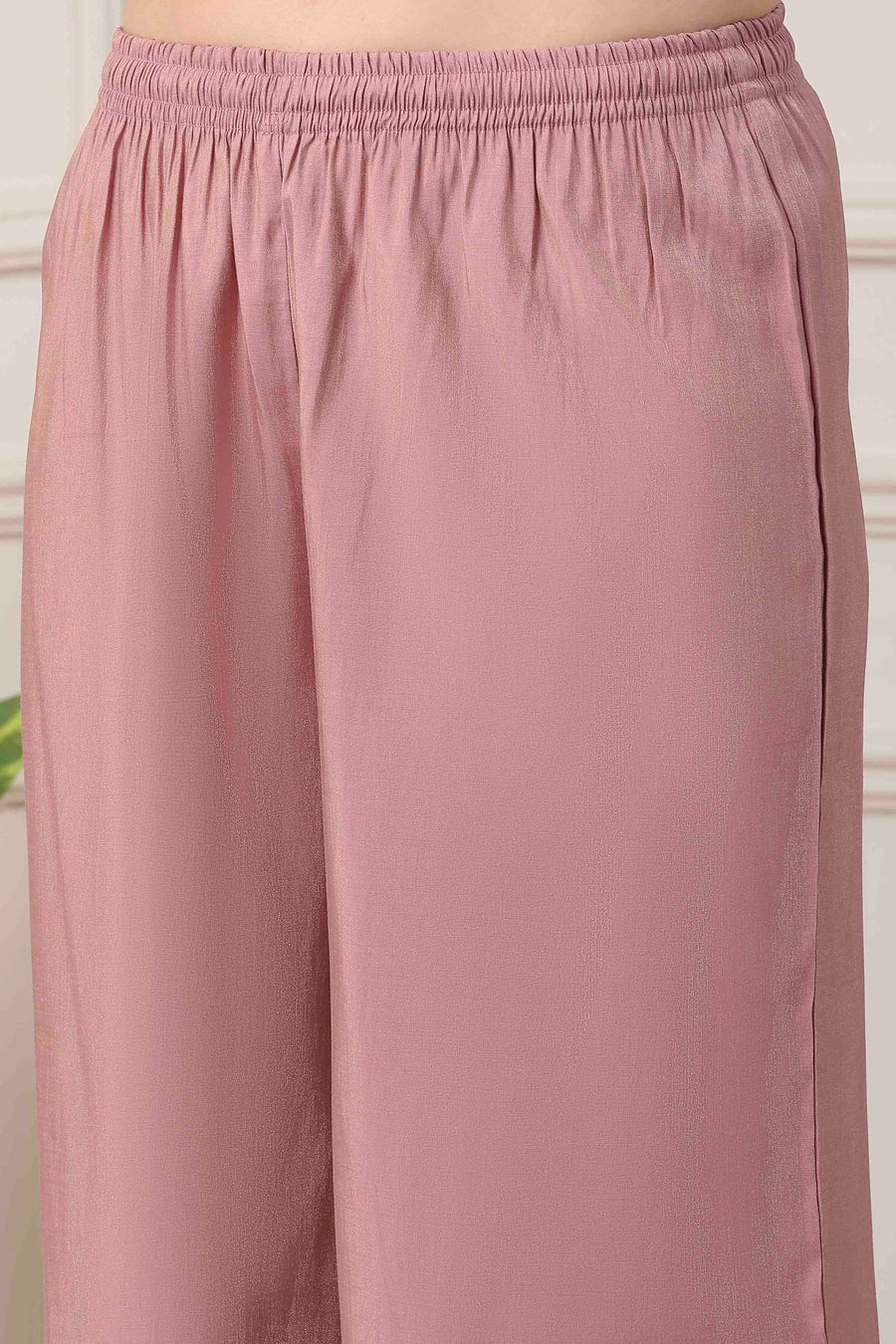 Pink Yoke Embroidered Straight Suit Set KS60