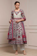 Aqua Cotton Anarkali Printed Suit Set A34
