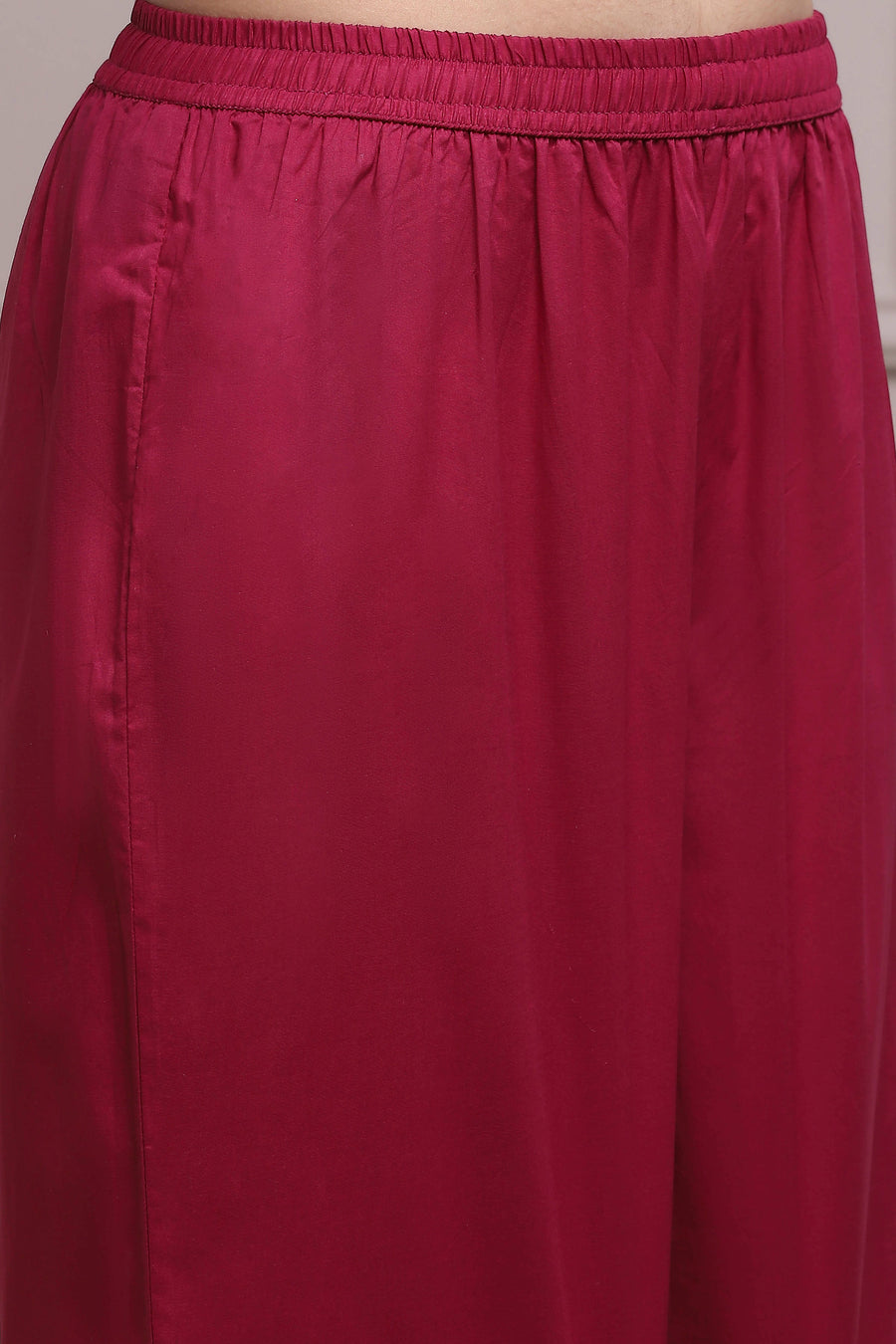 Magenta Cotton Printed Anarkali Suit Set A34