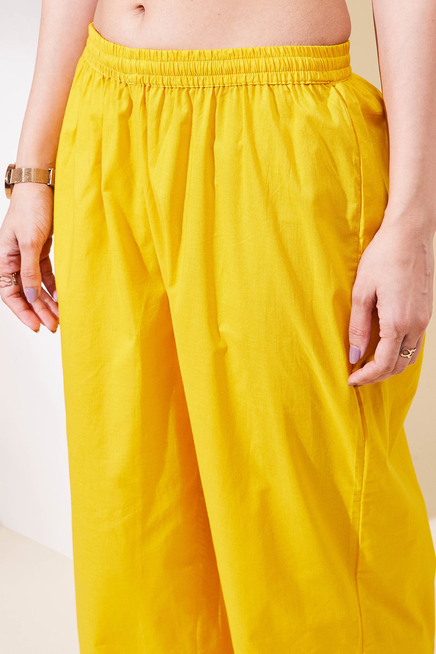 Yellow Cotton Printed Anarkali Kurta Set A34