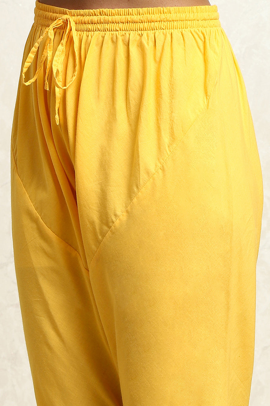 Yellow Blue Printed Cotton Anarkali Suit Set A34