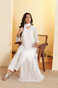 White Lace Straight Chamundi Chiffon Kurta Set KS60
