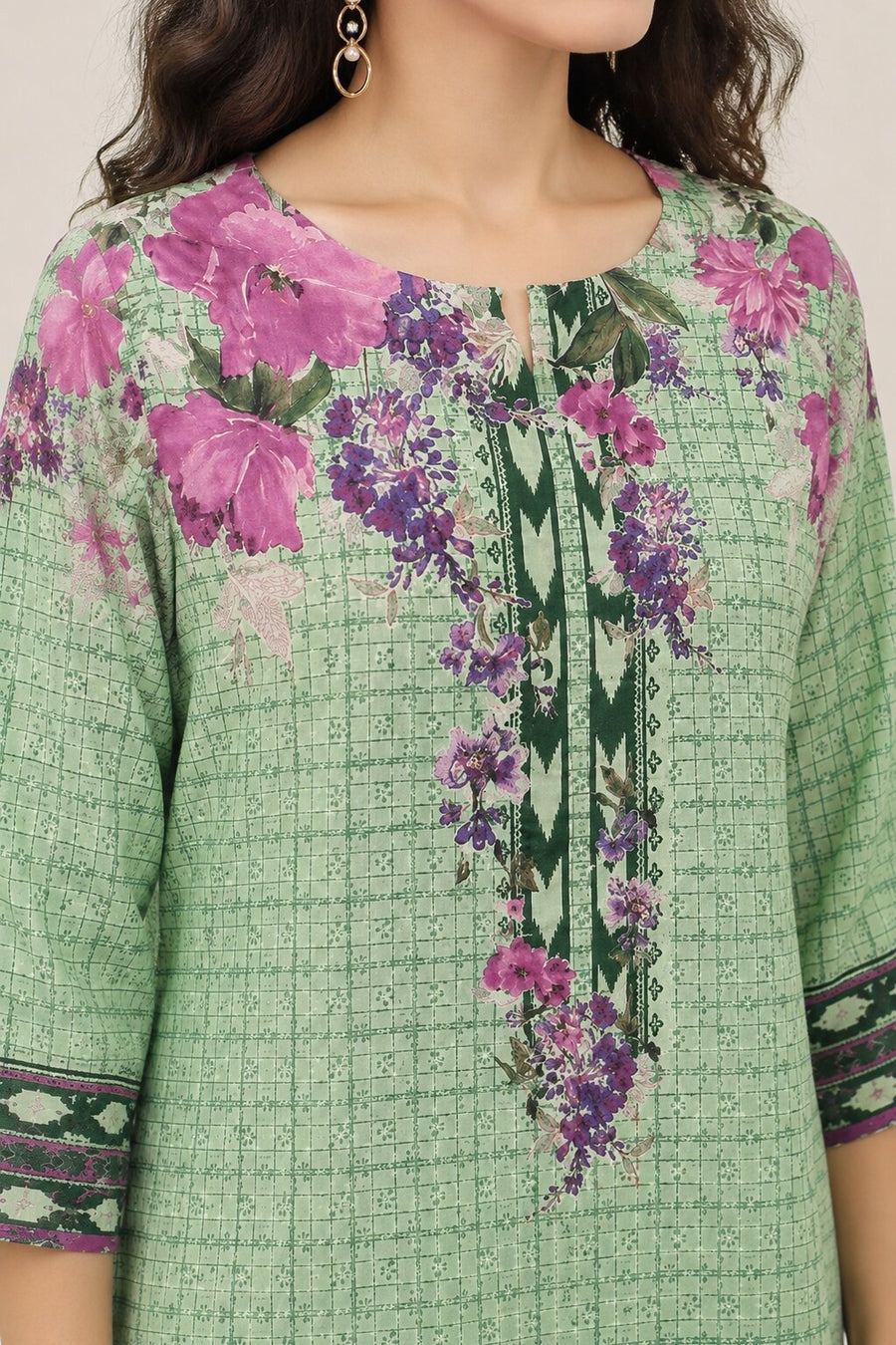 Purple Rayon Printed Straight Kurta Set KS60