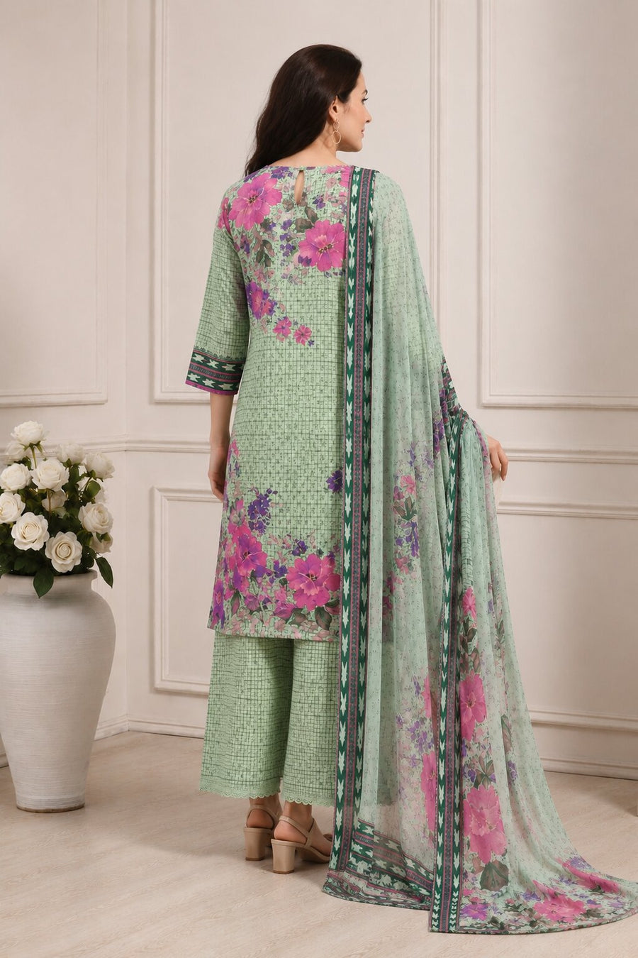Purple Rayon Printed Straight Kurta Set KS60