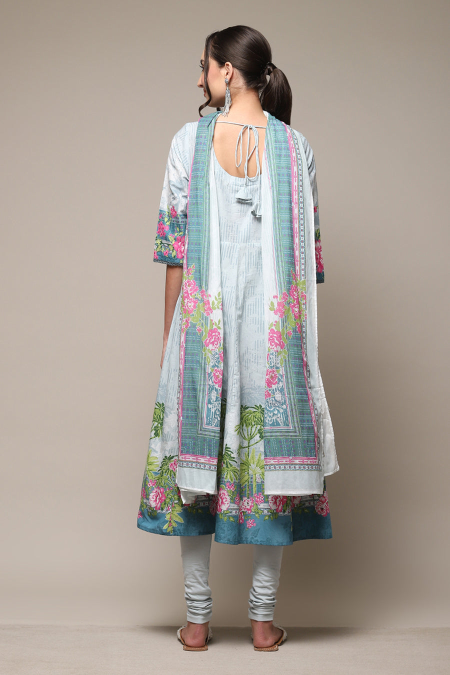 Powder Blue Cotton Anarkali Suit Set A34