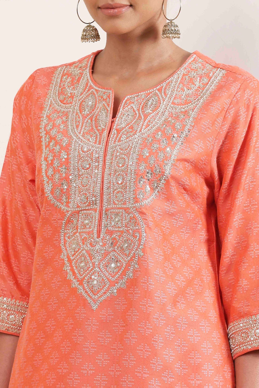 Coral Yarn-Dyed Straight Suit Set KS60